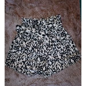 Pink Lily Cheata Print Paperbag Shorts